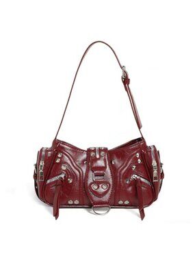 Y2K Goth Buckle Studded PU Leather Shoulder Bag Small Purse